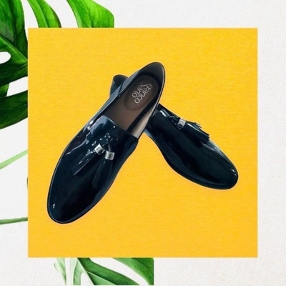 FRANCO SARTO Vegan Leather Loafers Black Women’s Slip-On Moccasins 9.5 M